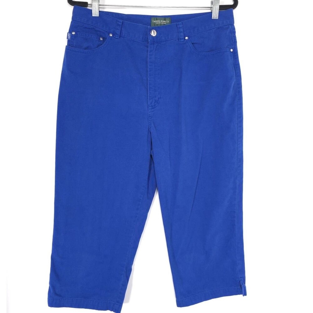 LAUREN JEANS CO. Women’s Cropped Pants 14 Blue‎ Classic Capri Stretch
